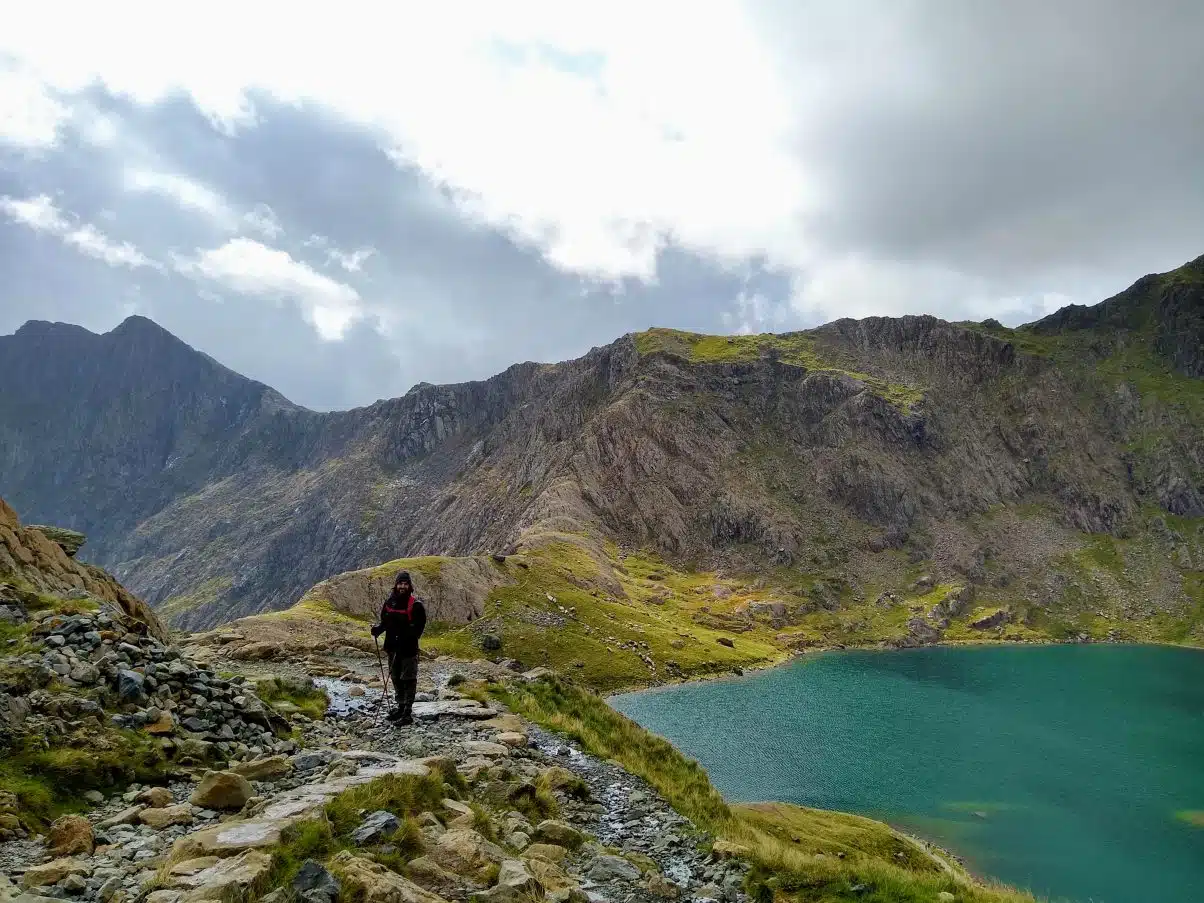 Man hiking Snowdon Miners' Track