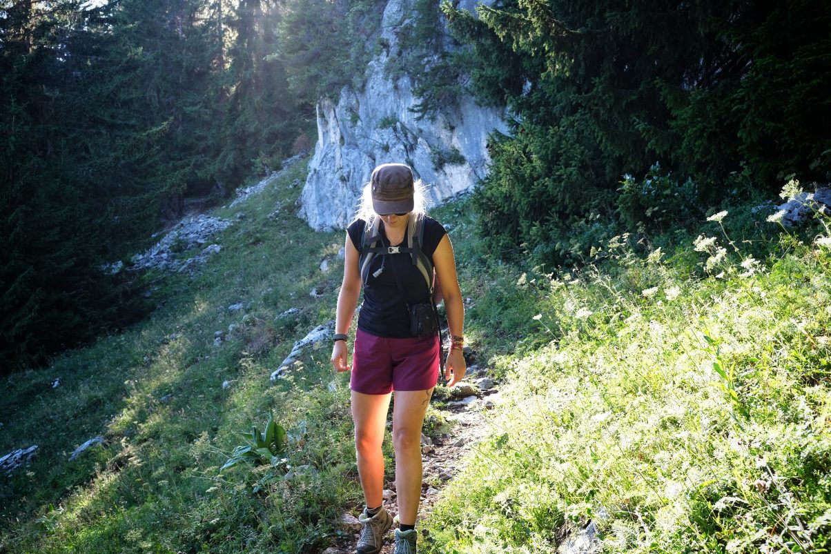 Girl spending time in nature, hiking