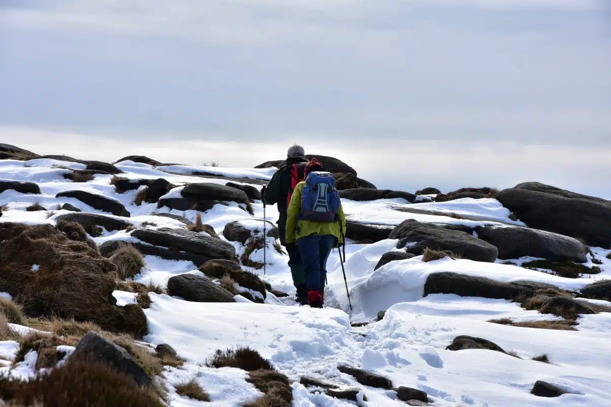 hiking in the snow