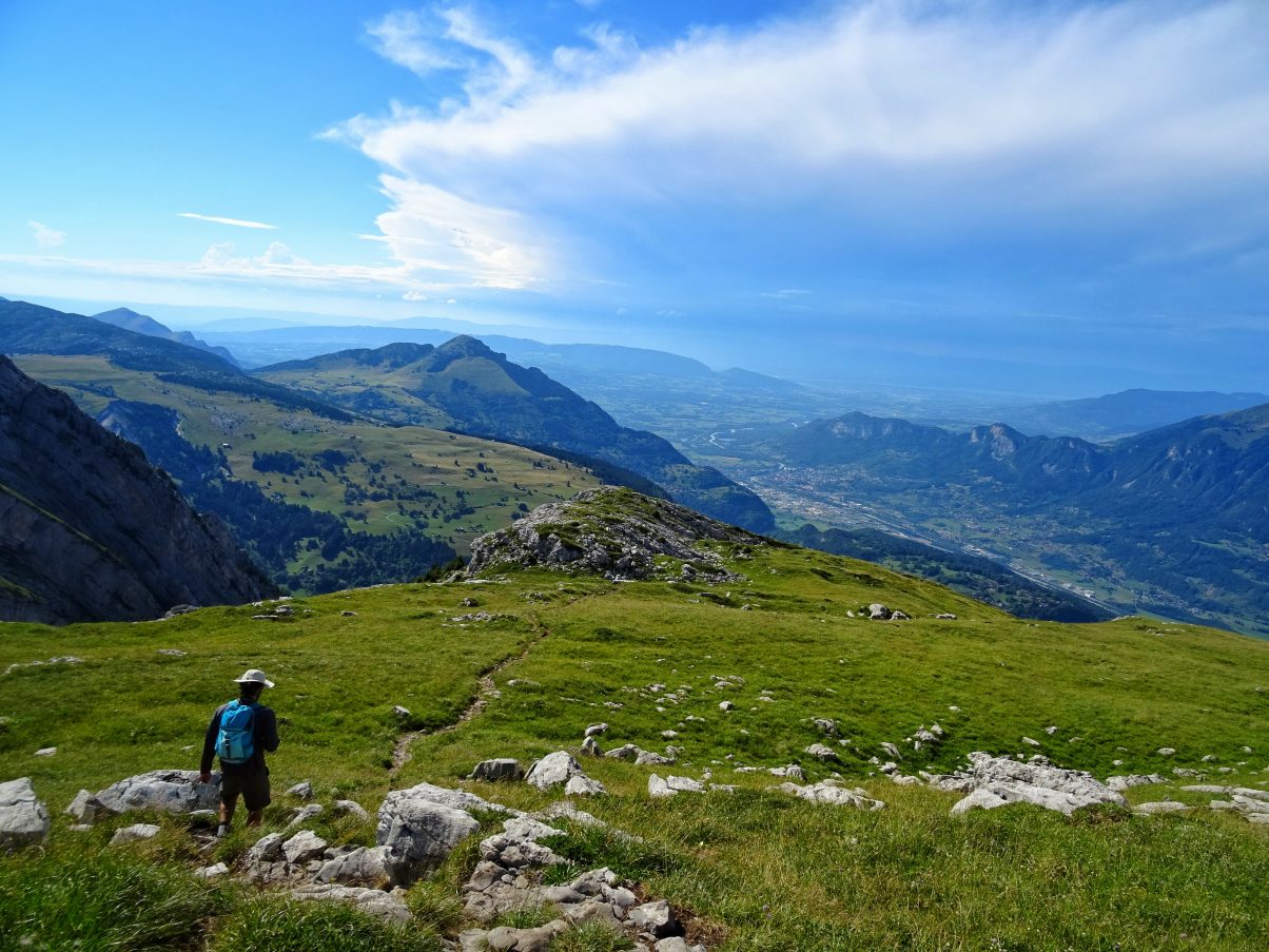 Man hiking in mountains