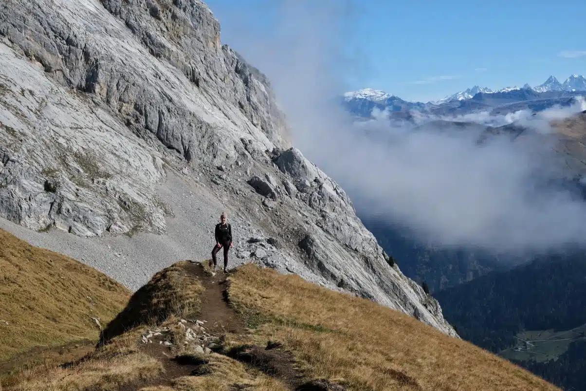 Women hiking in mountains