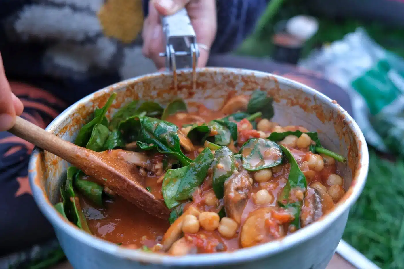 Vegan Peanut Curry with Mushroom & Chickpeas - Camp Stove Recipe 2 vegan campfire food