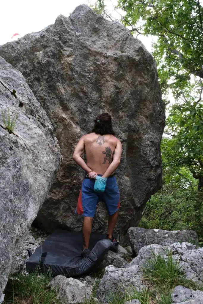 Man rock climbing