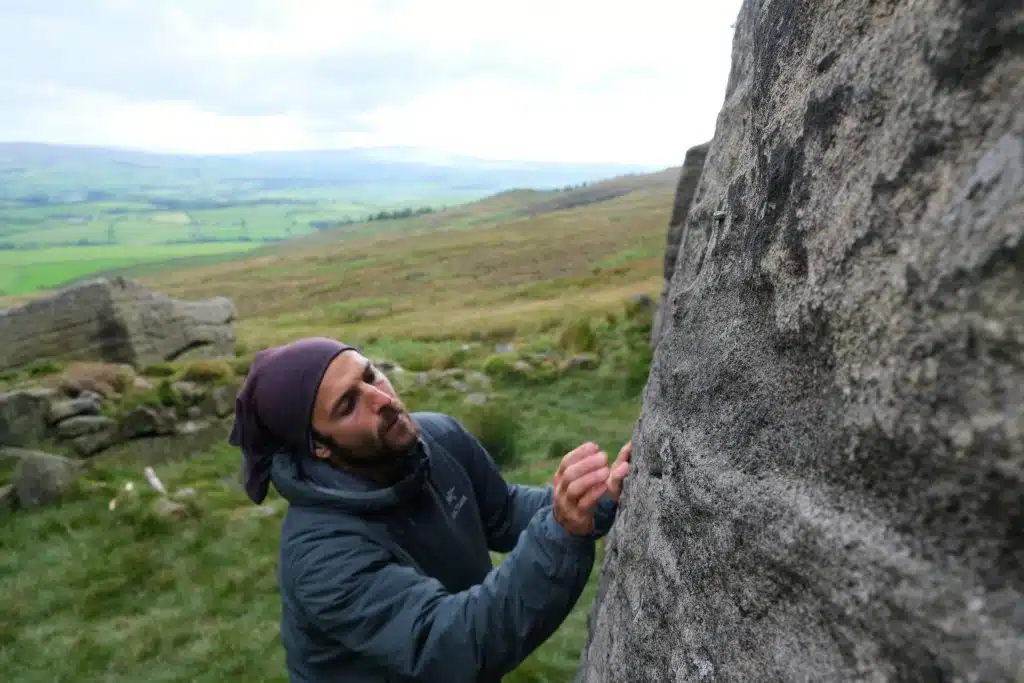 Man Bouldering outside