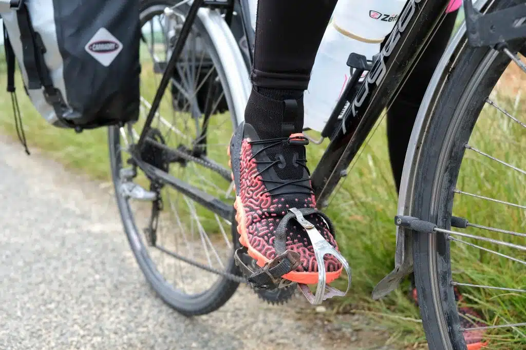 Vegan shoes on bike