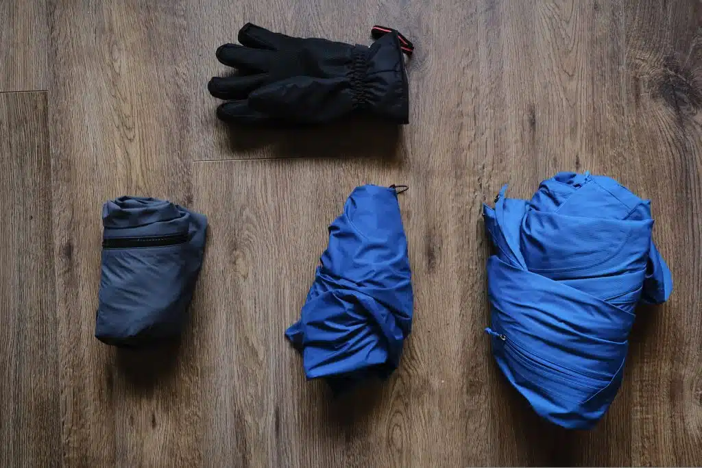 Compressed rain jackets