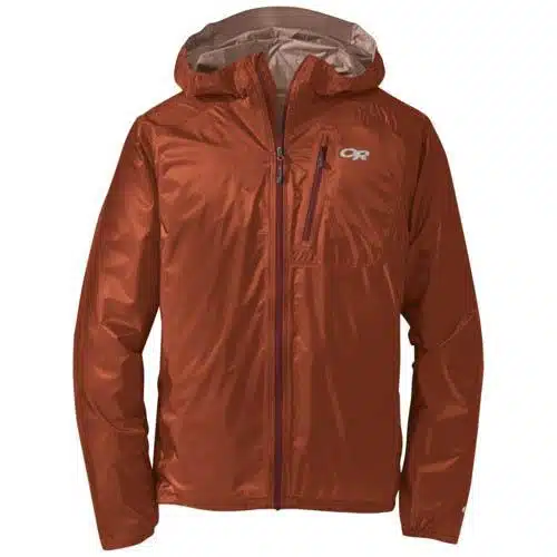 Outdoor research lightweight rain jacket for backpacking