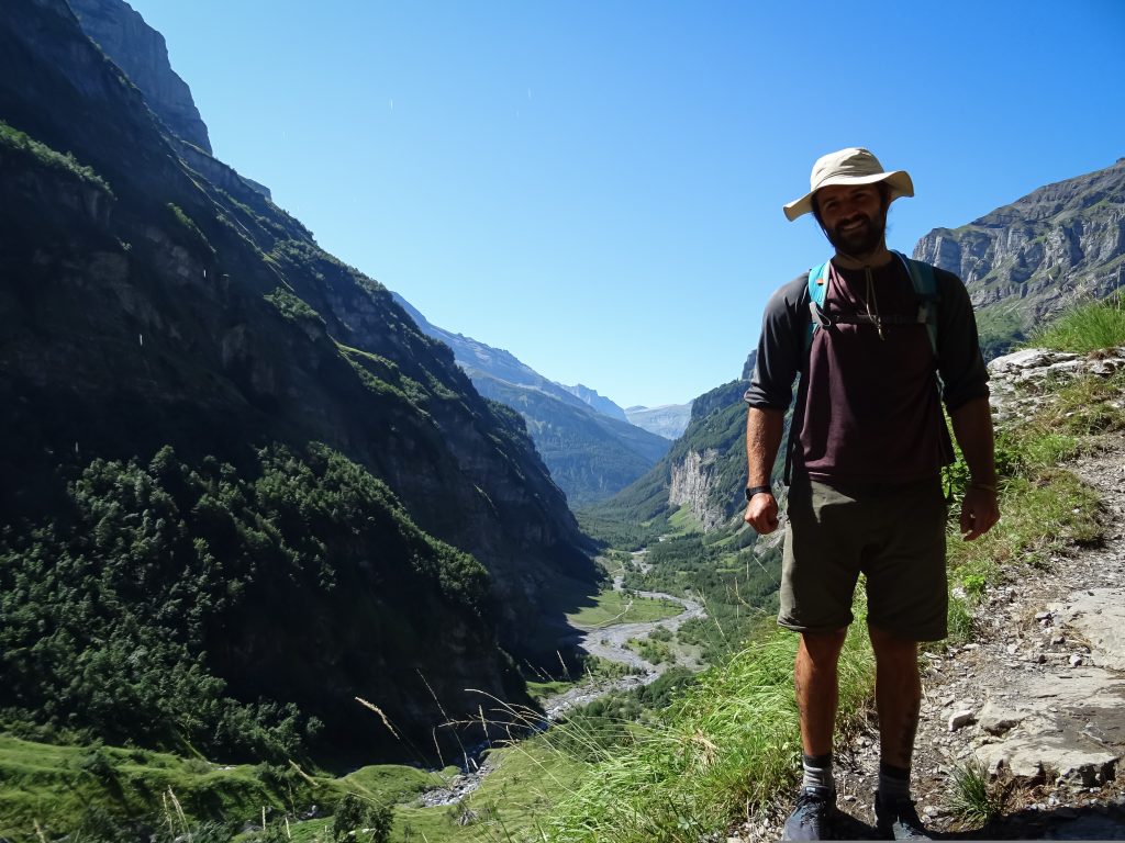 Man on a hiking trail in France