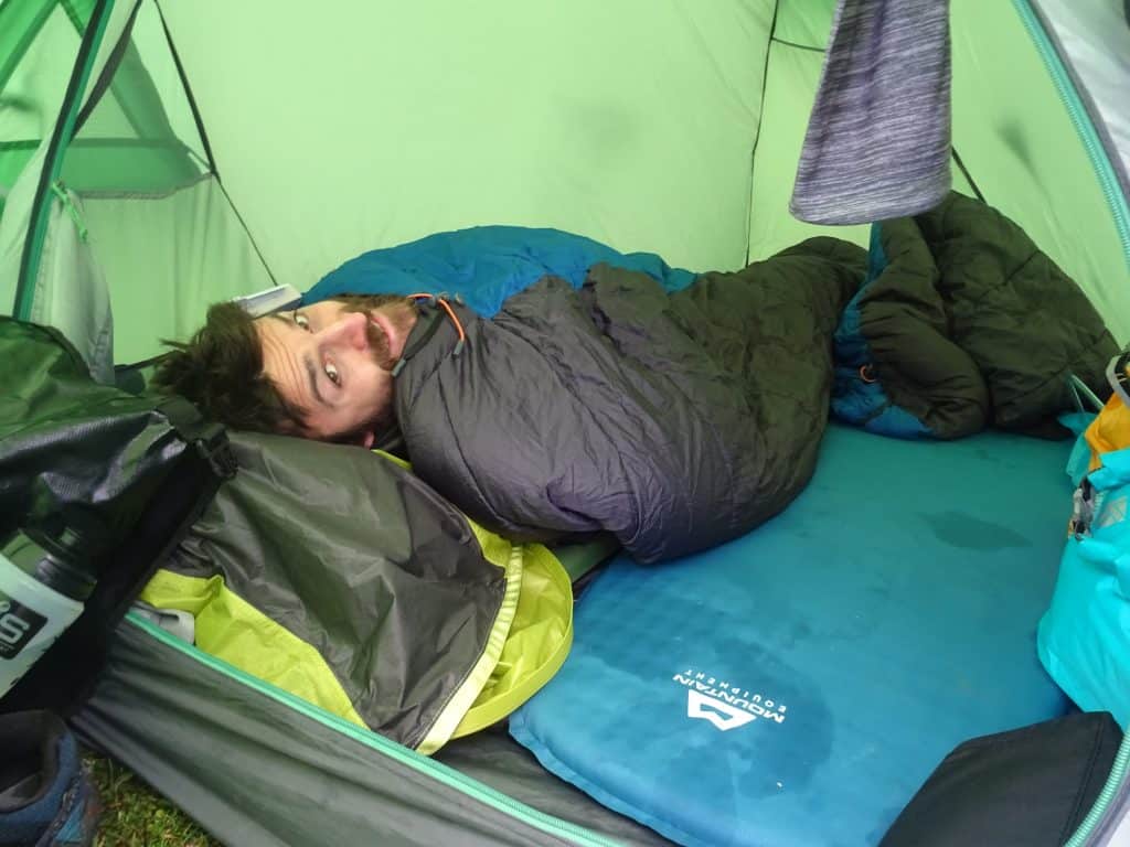 Man sleeping in a tent