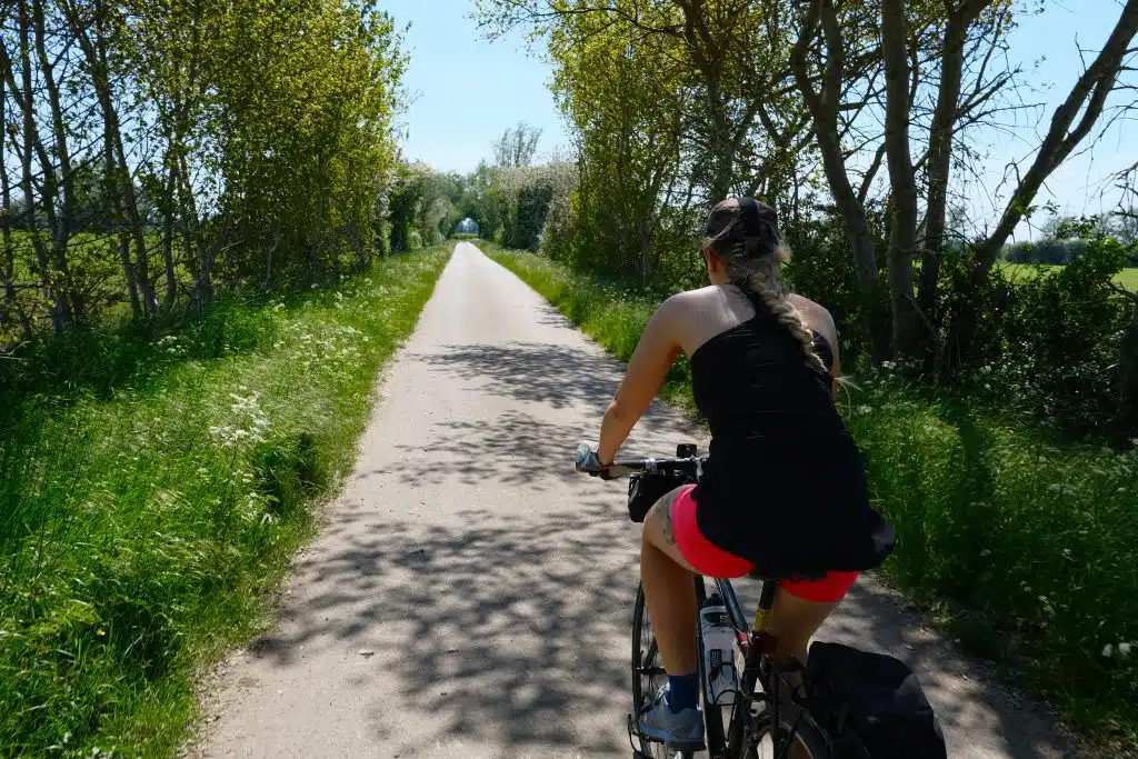 Girl cycling in hot weather