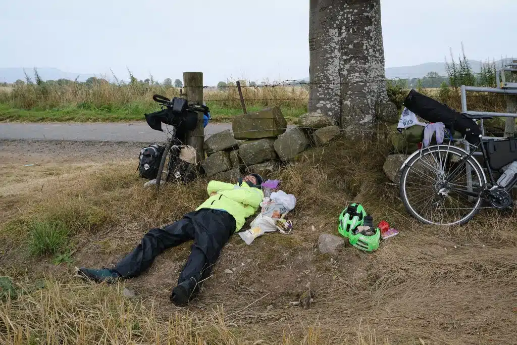 Cyclist asleep