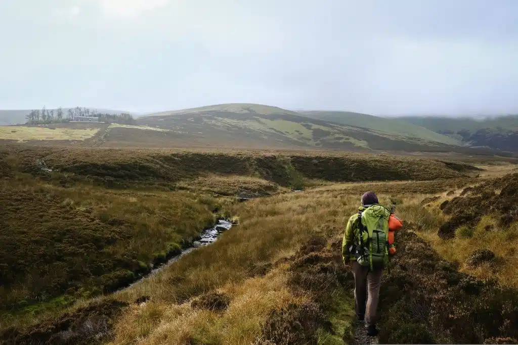 man hiking in autumn