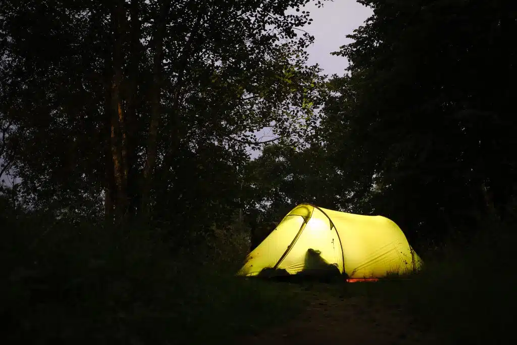 Wild camping on bikepacking trip