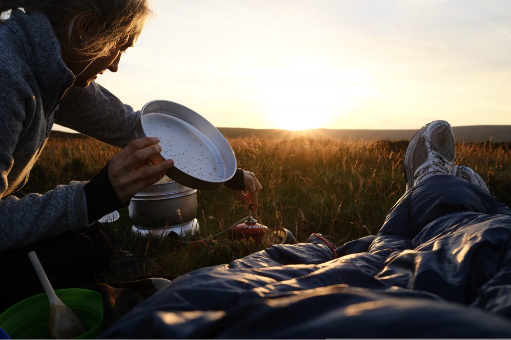 Bikepacking camping dinner