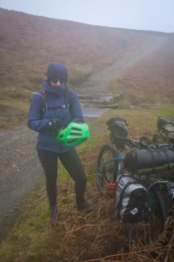 Girl with bikepacking gloves