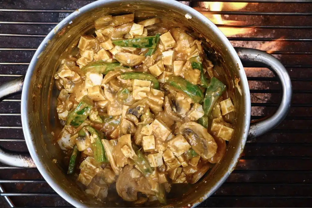 Vegan Satay Noodles - Easy Camp Stove Recipe 4 Vegan satay veg and tofu